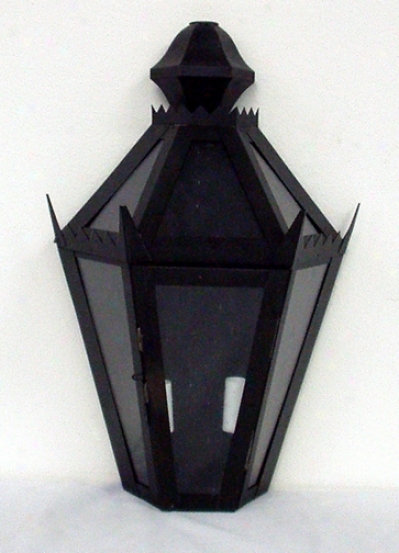 Black Finish Smoke Glass Outdoor Wall Lantern (34899)