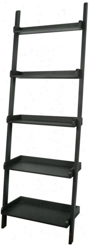 Black Flnish Solid Wood 5 Tier Bent Shelf (u4257)