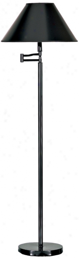 Black Finish With Black Shade Swing Arm Floor Lamp (h4189)