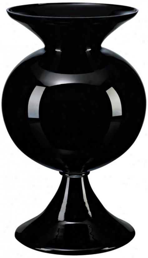 Black Glass Fish Bowl Vase (j0412)