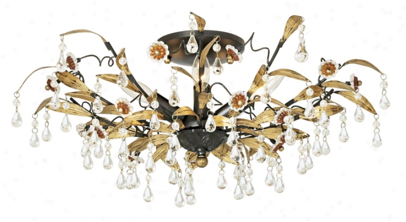 Dark Gold And Crystal 18" Remote Ceiling Light (43202)