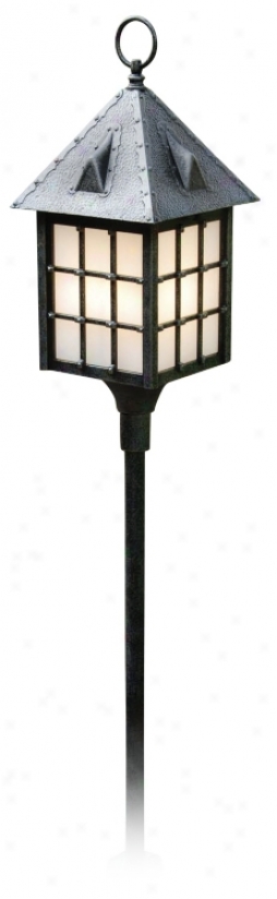 Black Lantern With Opal Acrylic 34 3/4" High Path Light (m0045)