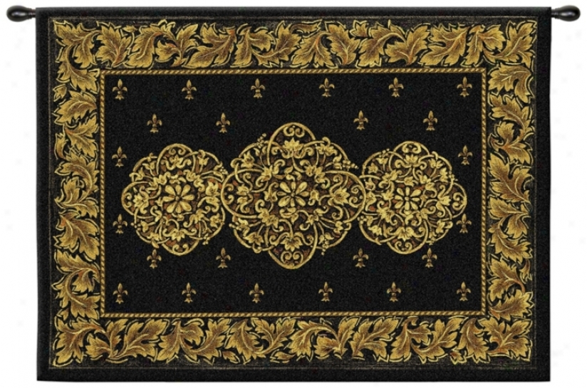 Black Medallion 53&quto; Wide Walp Hanging Tapestry (j8980)
