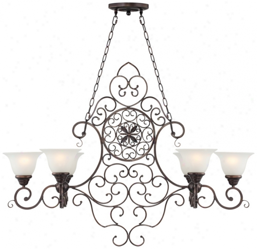 Black Metal Scroll Six Light Island Chandelier (p4609)