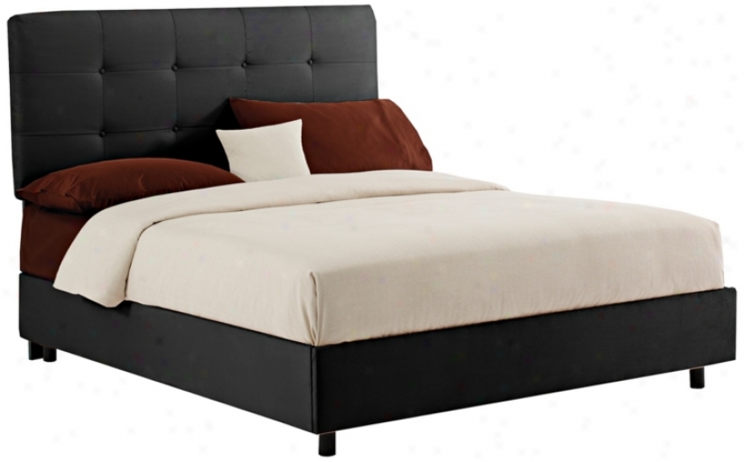 Black Microsuede Tufted Bed (queen) (n6207)