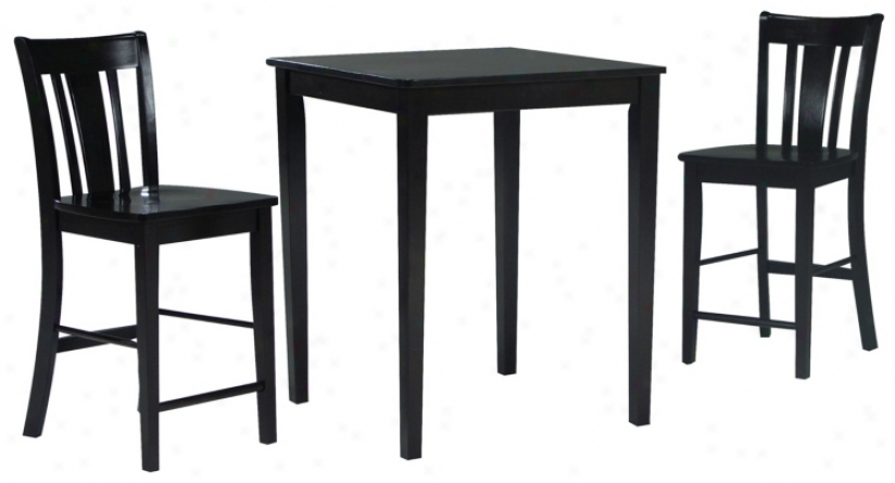 Black Onyx Gatherimg Table With 2 San Remo Stools (u4306)