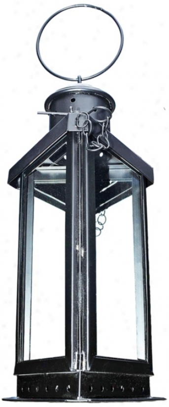 Black Powder Coat Metal Town Cryer Lantern Candle Holder (u9813)