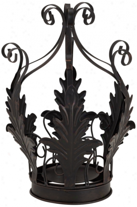 Black Rustic Crown Candle Holder (u7988)