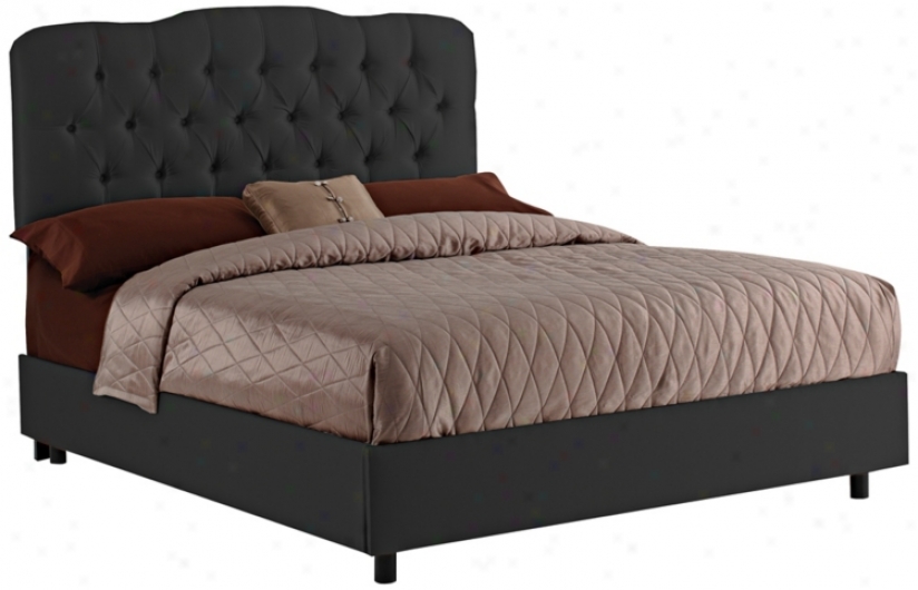 Black Shantung Tufted Bed (twin) (n6258)