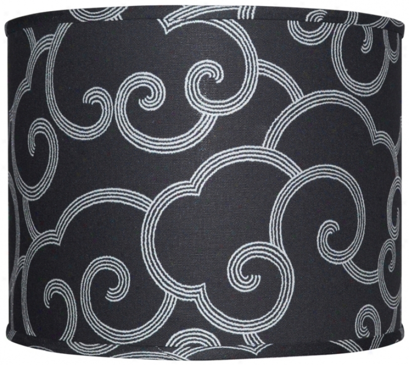 Black With Gray Scroll Lamp Shade 16x16x13 (spider) (w0272