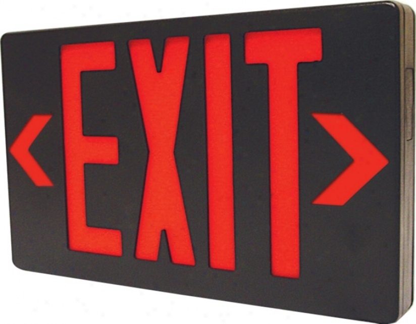 Black With Red Led Exit Sign With Battery Backup (45647)