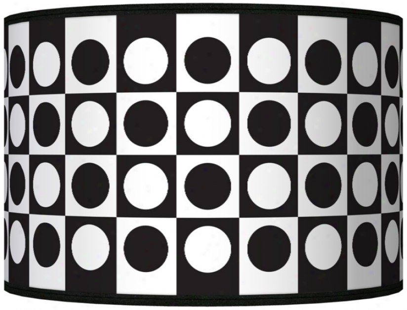 Black/white Dotted Square Giclee Shade 12x12x8.5 (spider) (j8517-k5420)