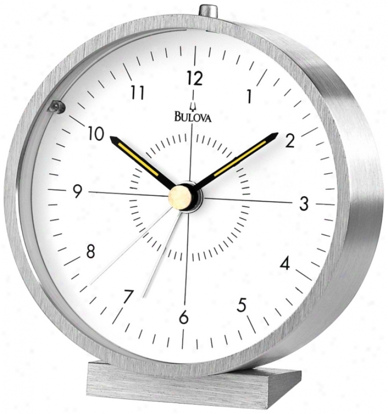Blair Tabletop 4" High Aluminum Bulova Alarm Clock (v9816)