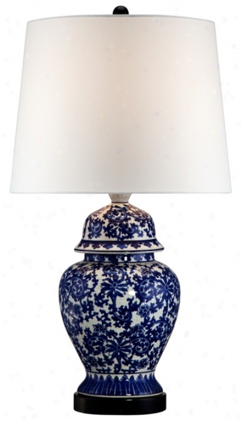 Blue And White Porcelain Temple Jar Table Lamp (r2462)