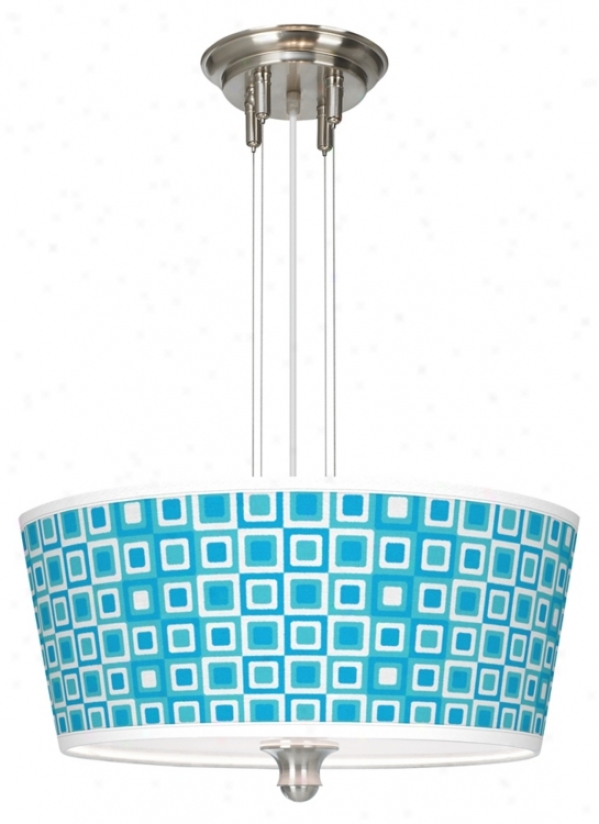 Blue Boxes Linen Giclee 18" Wide Pendant Chandelier (m2296-u1616)