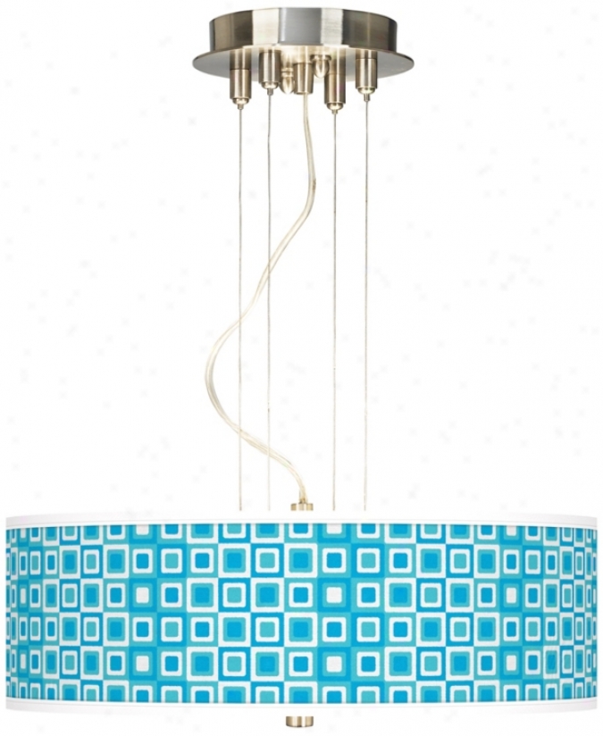 Blue Boxes Cloth of flax Giclee 3-light Pendant Chandelier (17822-u1599)