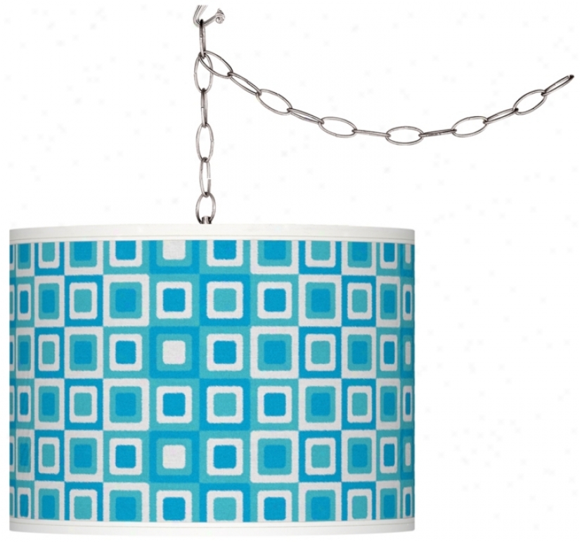 Blue Boxes Cloth of flax Giclee Plug-in Swag Chandelier (f9542-u1607)