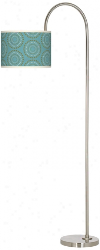 Blue Calliope Linen Arc Tempo Giclee Floor Lamp (m3882-t8129)