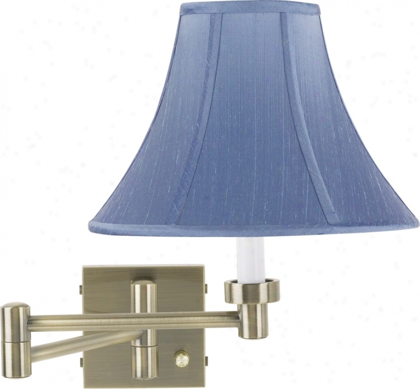 Azure Dupioni Silk Shade Swing Arm Plug-in Wall Lamp (37857-20786)