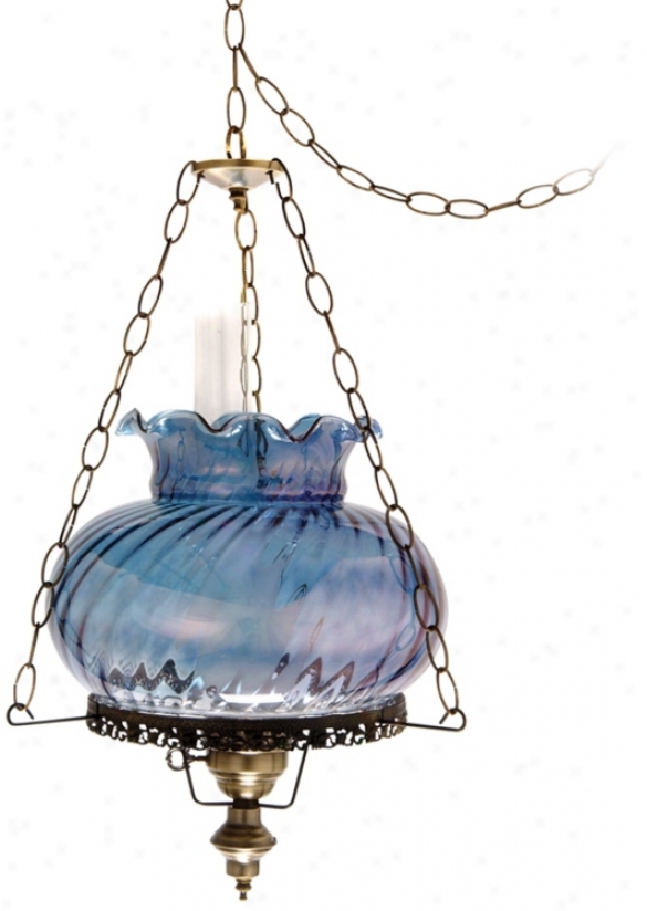 Blue Swirl Tamoshanta 17" Wide Plug-in Style Swag Chandelier (j7881)