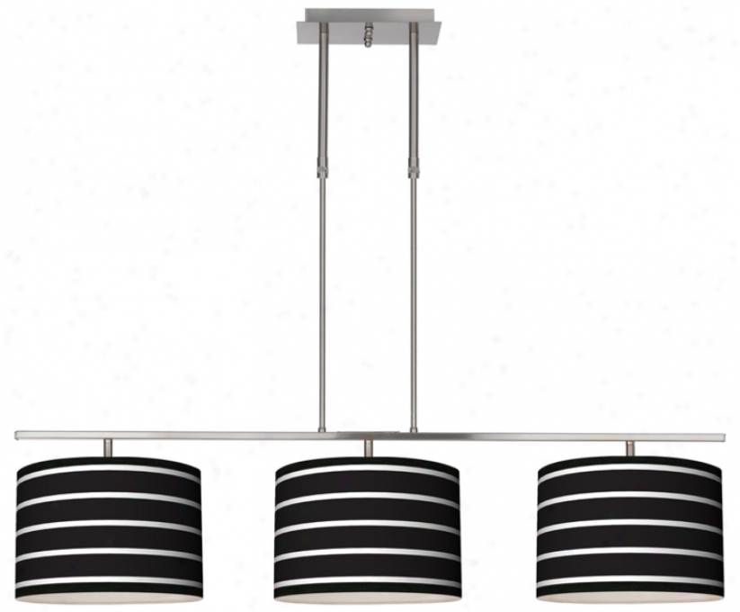 Bold Black Stripe 46" Wide Bar Hanging 3 Drum Islqnd Light (m3236-m8880)