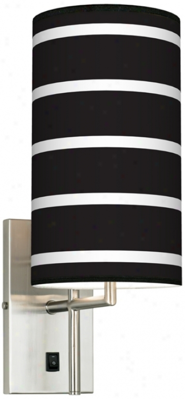 Bold Black Stripe Flag Giclee Plug-in Sconce (k0515-k4547)