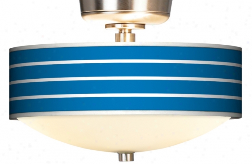 Steep Blue Stripe Giclee Energy Saver Brushed Steel Fan Light Kit (44803-j5452)