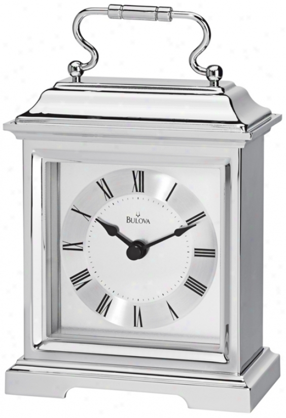 Bradbury Ii 4 3/4" Wide Chrome Finish Bulova Desk Clock (v1958)