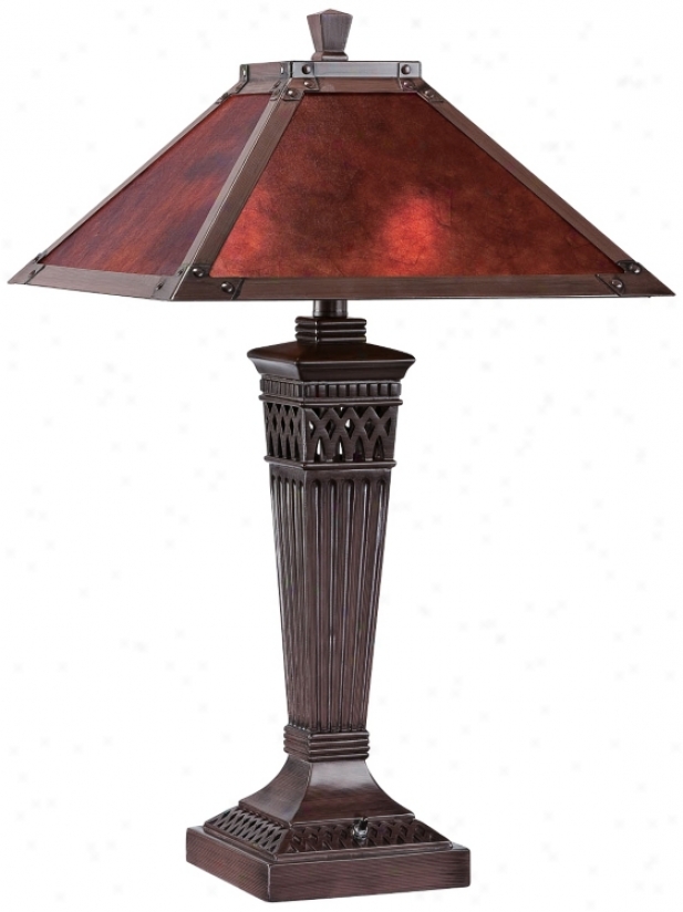 Branson Aged Bromze With Mica Shade Index Lamp (u8365)