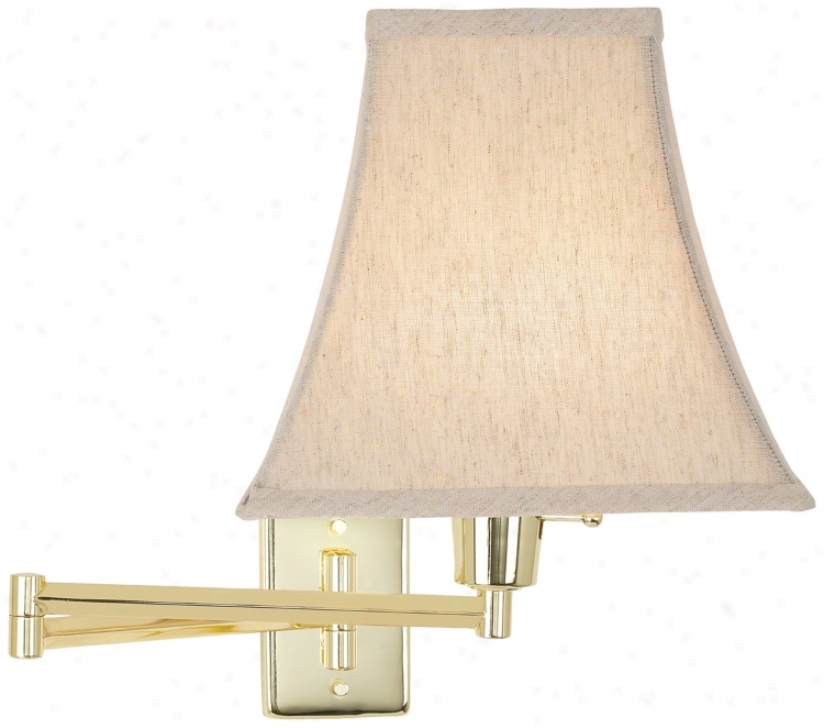 Brass Wlth Linen Square Shade Plug-in Swing Arm Wali Lamp (79553-43099)