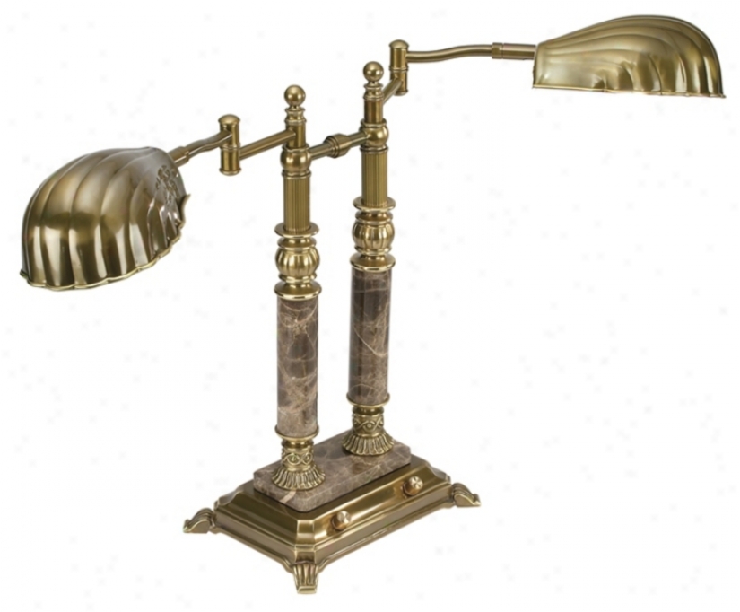 Brass With Marble Base Double Swing Arm Desk Lamp (91255)