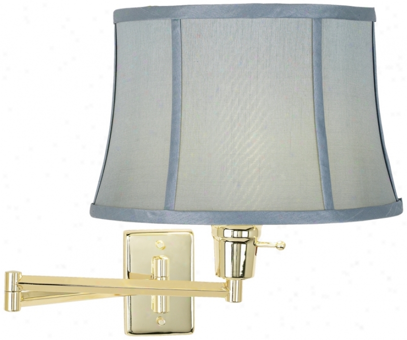 Brass With Spa Blue Shade Plug-in Swing Arm Wall Lamp (79553-51755)