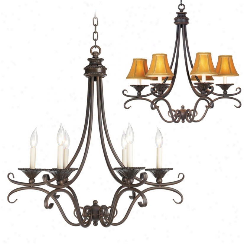 Bronze And Copper Six Light Chandelier (07016)