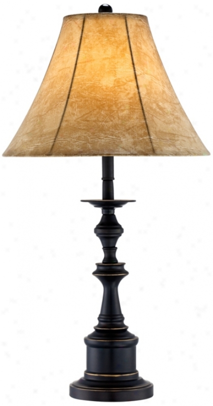 Bronze And Faux Leather Shade Table Lamp (t0347)