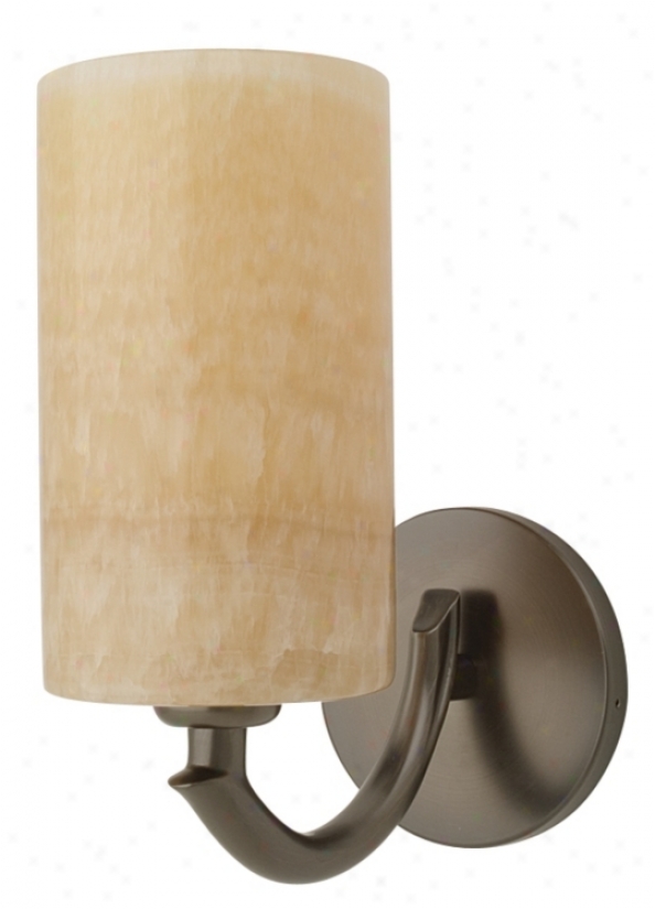 Bronnze And Onyx Cylindrical Wall Sconce (30055)