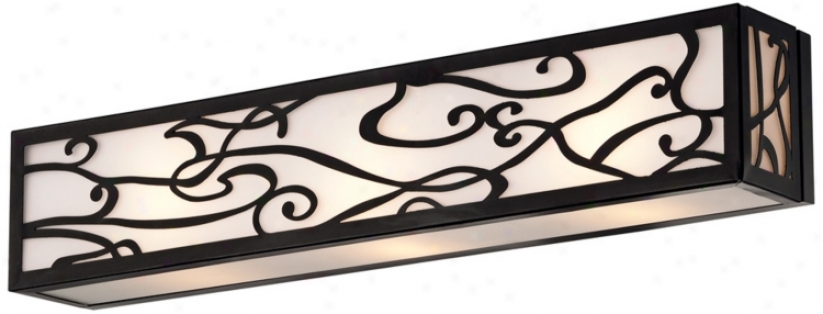 Bronze And White Glass 24" Wide 3-light Bath Bar (t8836)