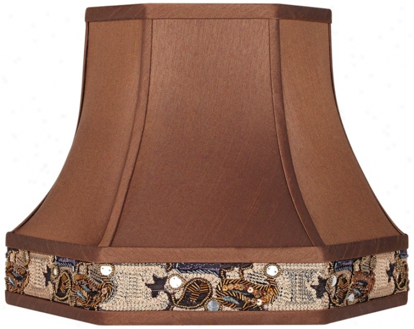 Bronze Faux Silk Hsxagonal Lamp Color 9x15x11.5 (spider) (v3730)