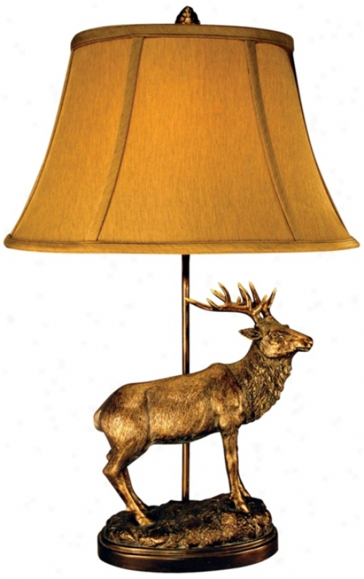 Bronze Finish Moose Table Lamp (m5420)