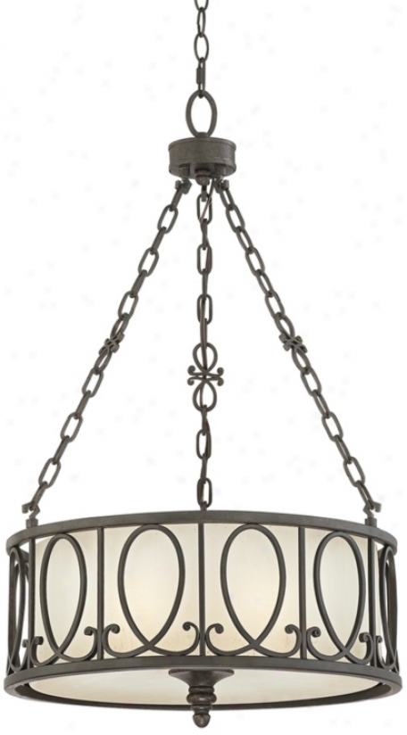 Bronze Finish Metal Over Shade 19" WideP endant Chandelier (p0627)