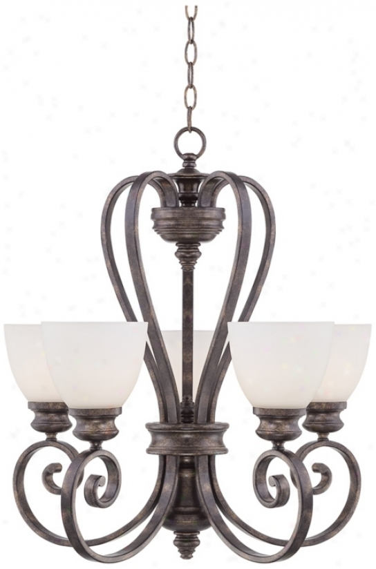 Bronze Finish With Opal Glass 5-light Chandelier (p4375)