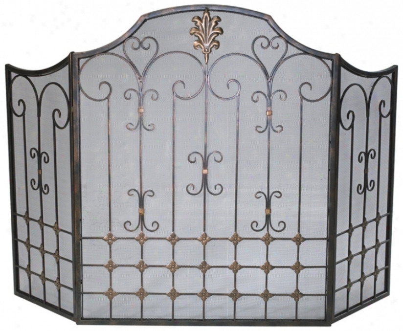 Bronze Fire Screen With Gold Accents (r0245)