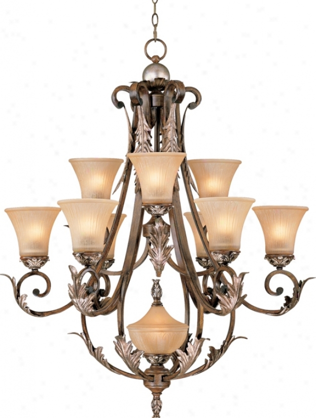 Bronze Gold Finish Acaanthus Leaf Ten Light Chandelier (08254)