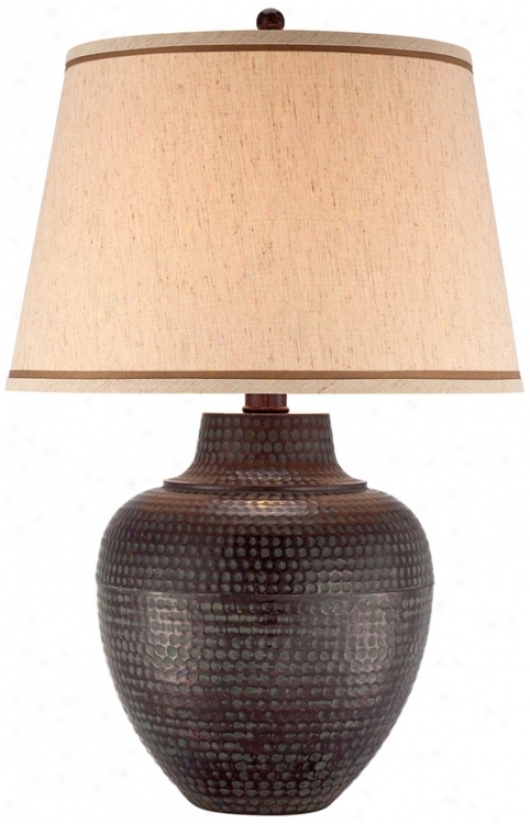 Bronze Hammered Metal Pot Table Lamp (t87500)