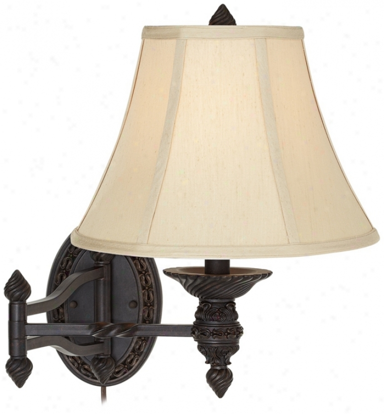 Bronze Oval Plug-in Swing Arm Wall Lamp (u3791)