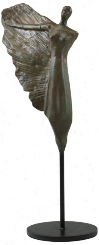 Bronze Patina Right Winged Female Form Iron Sculpture (v1282)