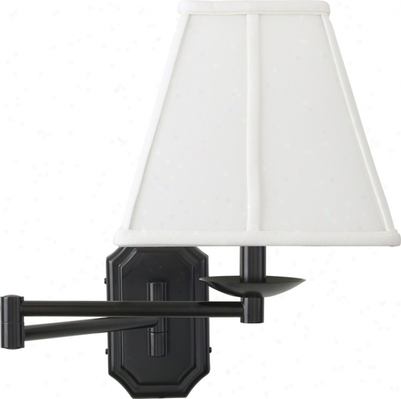 Bronze White Shade Plug-in Swing Arm Wall Lamp (06063-23875)