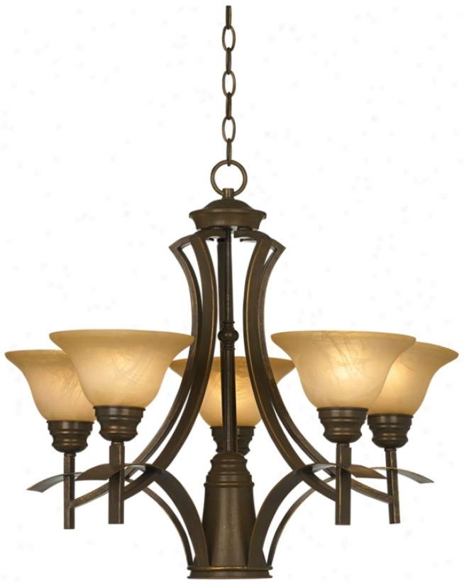 Bronze With Amber Scavo Glass 25" Wide Chandelier (p2709)