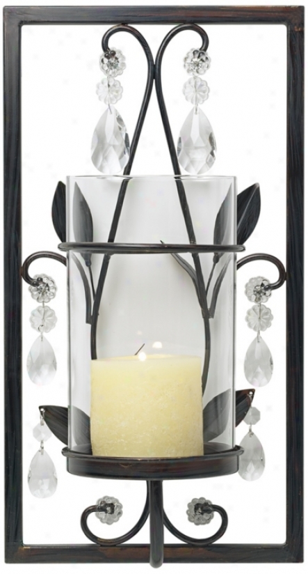 Bronze With Clezr Crystal Violent gale Wall Candle Holder (p1786)