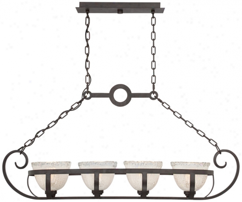 Bronze With Clear Ice Glass 4-light Island Chandelier (m5926)