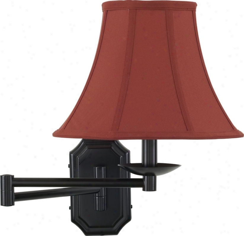 Bronze With Geneva Cinnabar Shade Plug-in Swing Arm Wall Lamp (06063-52201)